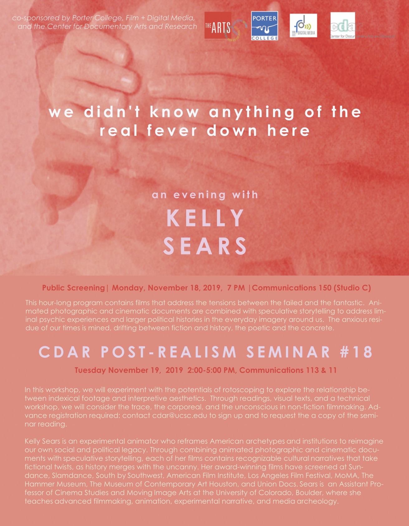 flyer for kelly sears event