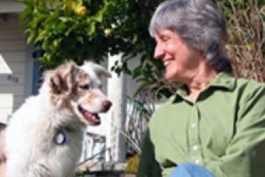 Portrait of Donna Haraway and dog