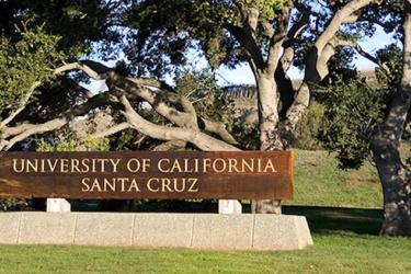 Wooden ucsc sign at front entrance